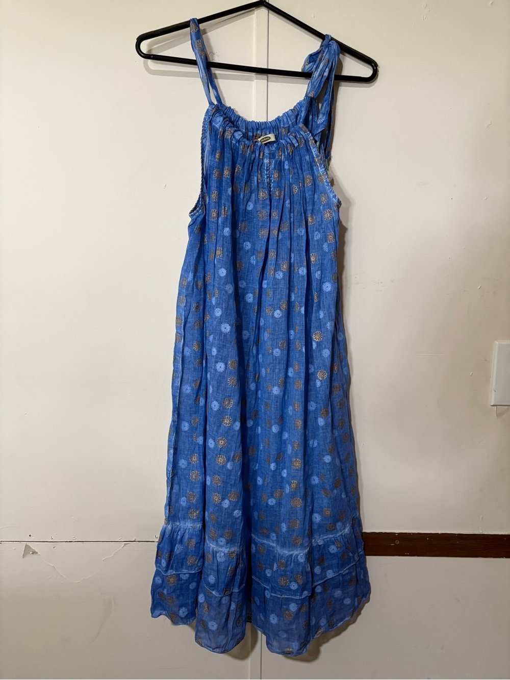 Blue Tie-Shoulder Dress